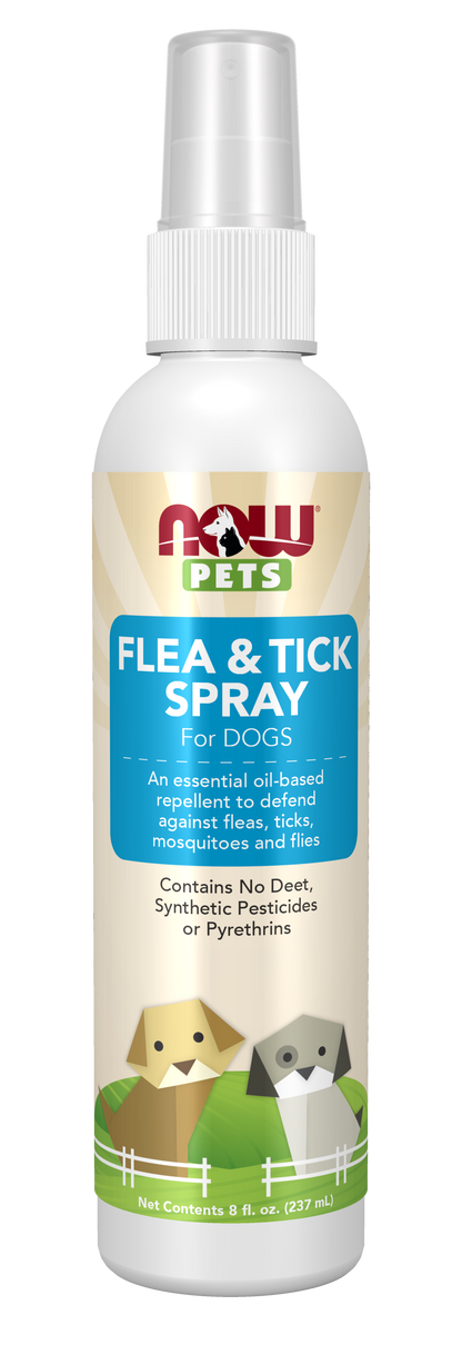 NOW Pet Health, Flea and Tick Spray For Dogs, Essential Oils, 8-Ounce