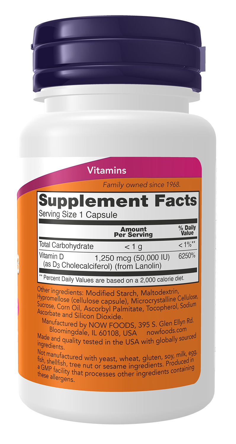 Now Foods, Vitamin D3, Max Potency, 50,000 Iu, 15 Capsules