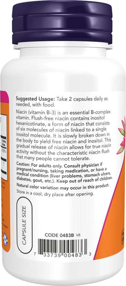 NOW Supplements, Niacin (Vitamin B-3) 250 mg, Flush-Free, 90 Veg Caps