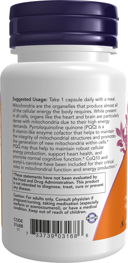 NOW Supplements, PQQ Energy, Free Radical Scavenger*, 30 Veg Caps