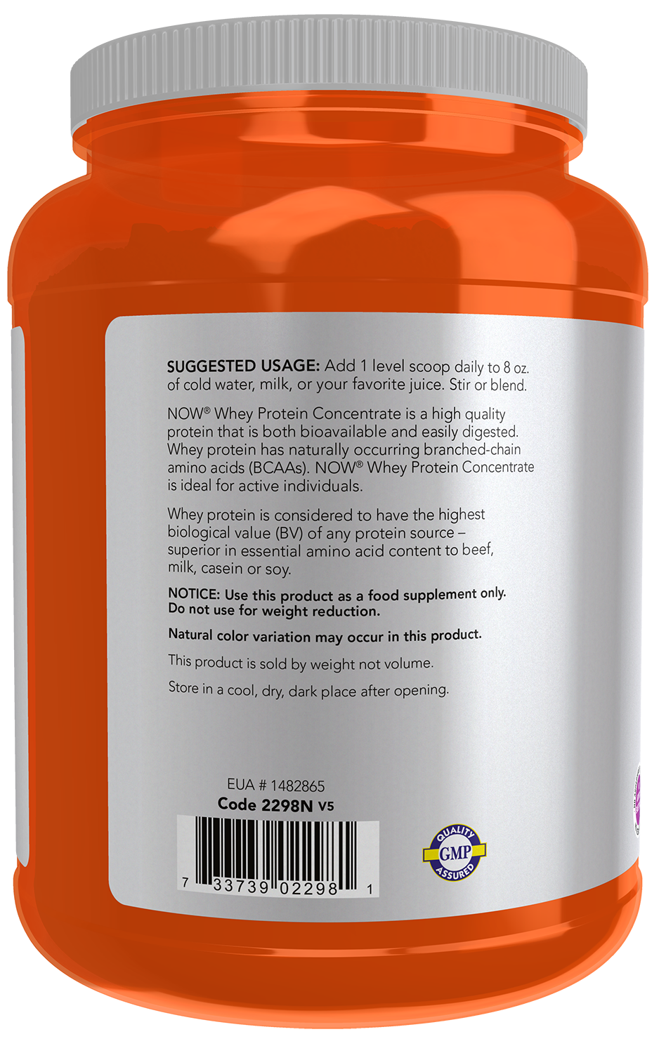 NOW Sports, Whey Protein Concentrate 24 g, Unflavored Powder, 1.5 lbs