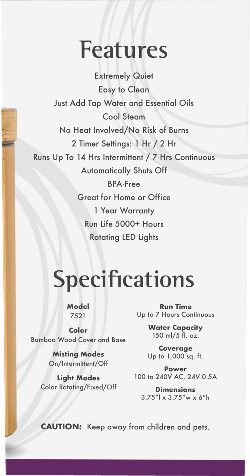 NOW Solutions, Real Bamboo Ultrasonic Aromatherapy Oil Diffuser