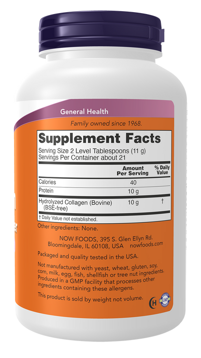NOW Supplements, Collagen Peptides Powder, Joint and Bone Health*, 8 oz