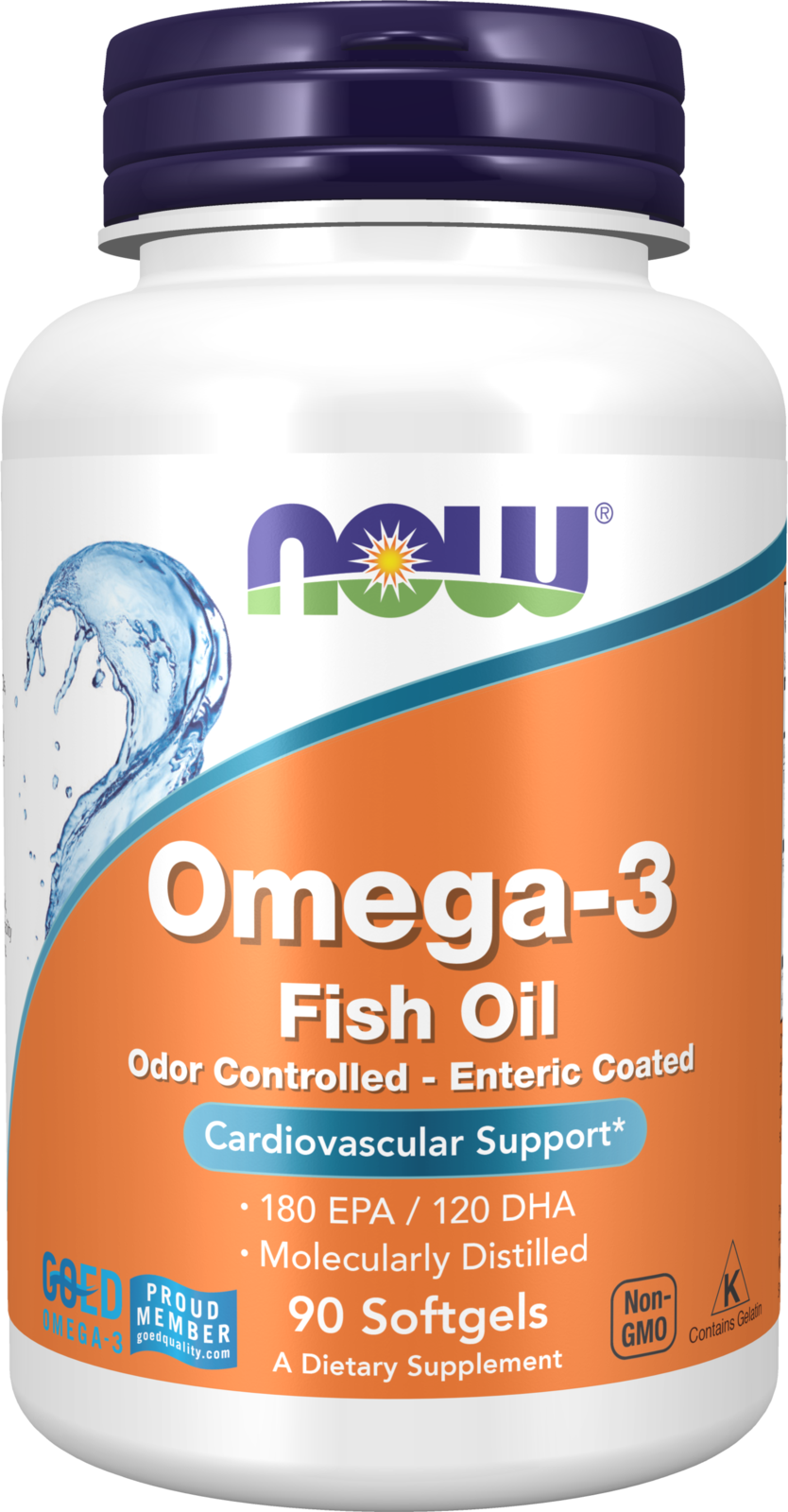 NOW Supplements, Omega-3 180 EPA / 120 DHA, Enteric Coated, 90 Softgels