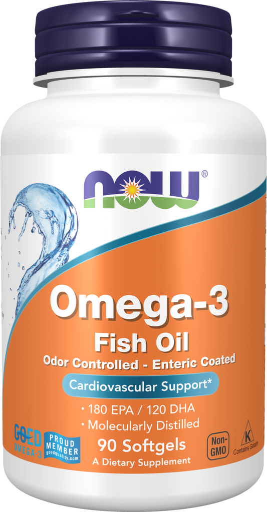 NOW Supplements, Omega-3 180 EPA / 120 DHA, Enteric Coated, 90 Softgels