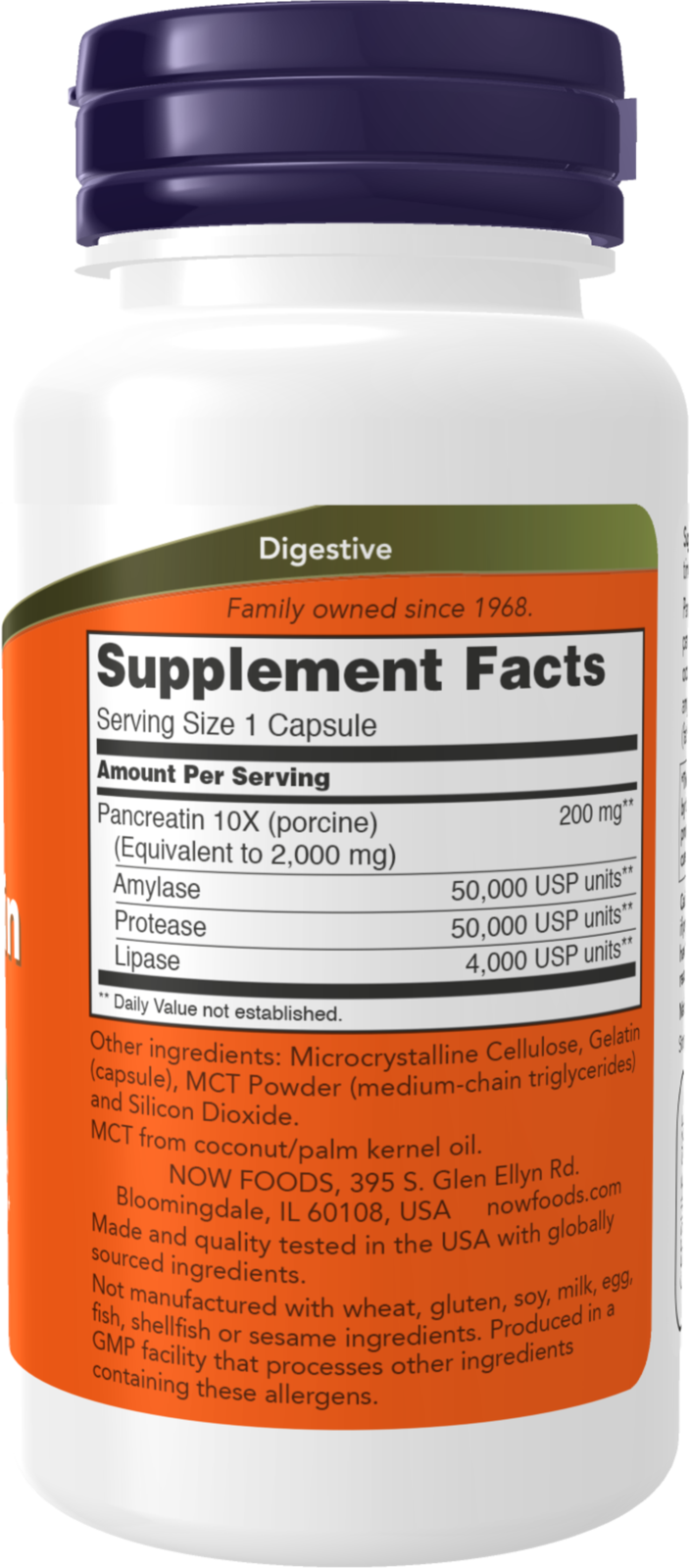 NOW Supplements, Pancreatin 10X 200 mg, Digestive Support*, 100 Caps