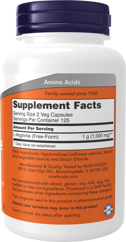 NOW Supplements, L-Arginine 500 mg, Amino Acid, 250 Veg Caps