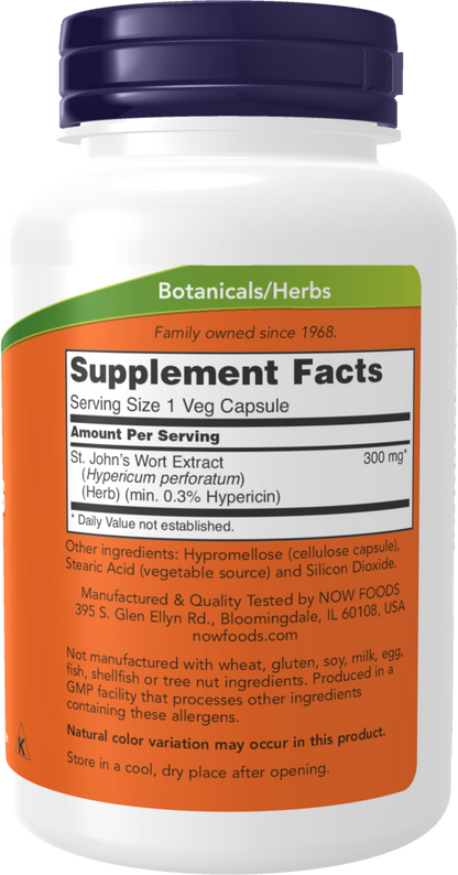NOW Supplements, St. John's Wort 300 mg, Standardized Extract, 250 Veg Caps
