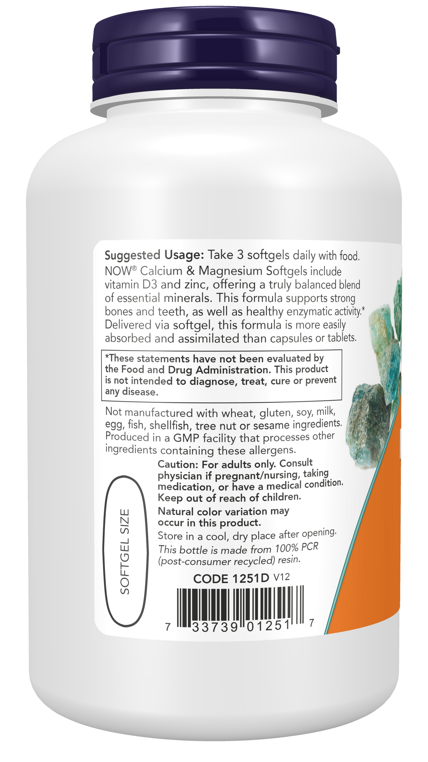 NOW Supplements, Calcium & Magnesium with  D-3 & Zinc,120 Softgels