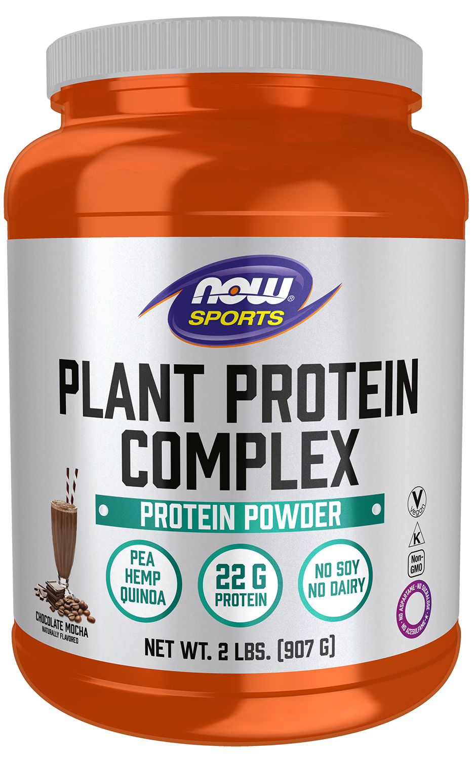 NOW Sports, Plant Protein Complex  22 g, Chocolate Mocha, 2 lbs