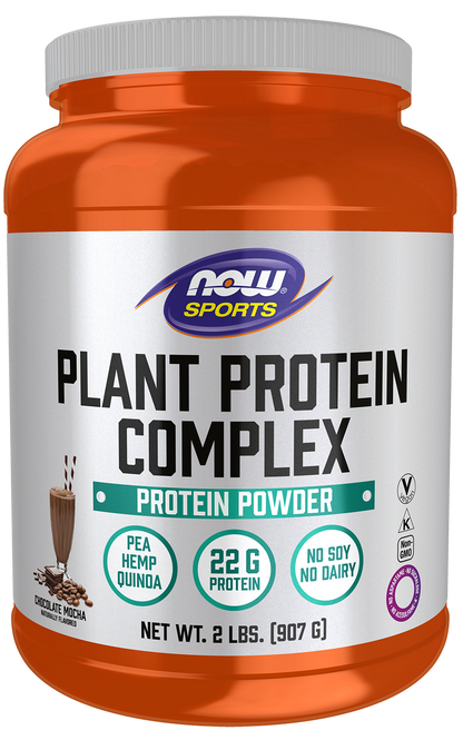 NOW Sports, Plant Protein Complex  22 g, Chocolate Mocha, 2 lbs