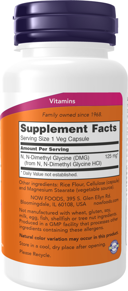 NOW Supplements, DMG 125 mg, Nutritional Support, 100 Veg Caps