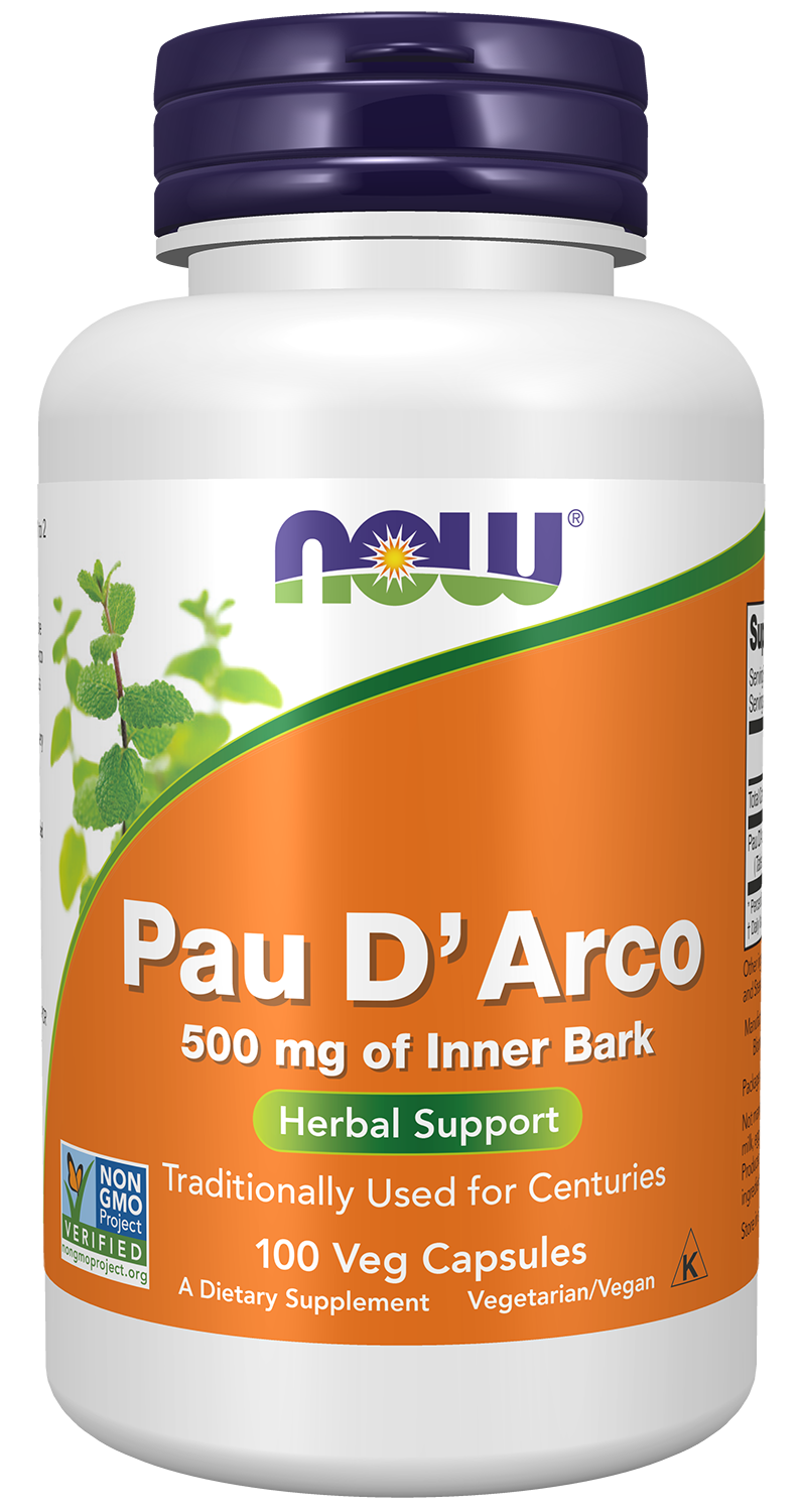 NOW Supplements, Pau D'Arco 500 mg, Herbal Support, 100 Veg Caps