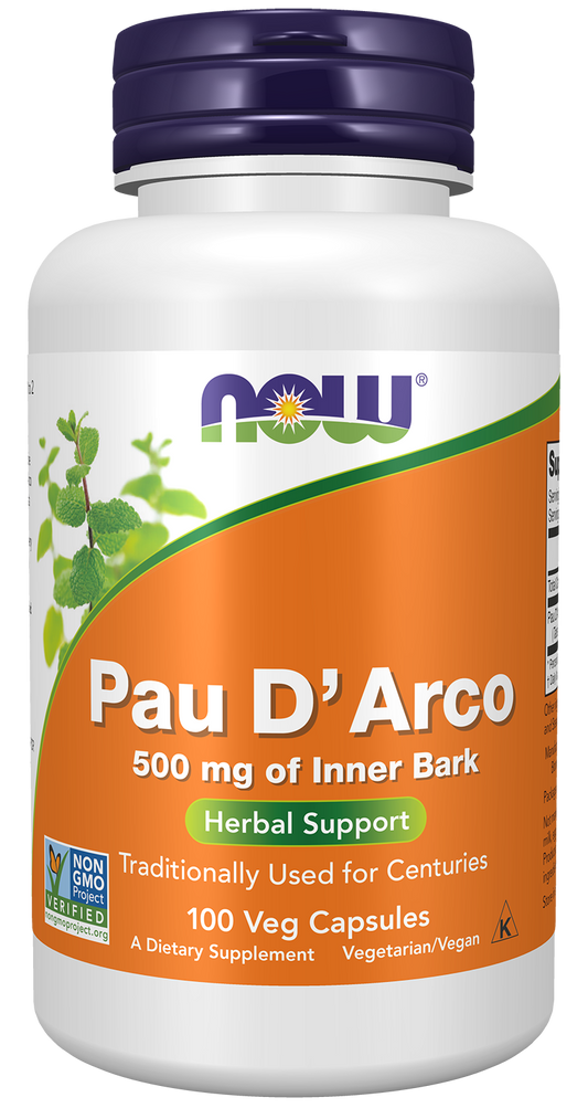 NOW Supplements, Pau D'Arco 500 mg, Herbal Support, 100 Veg Caps