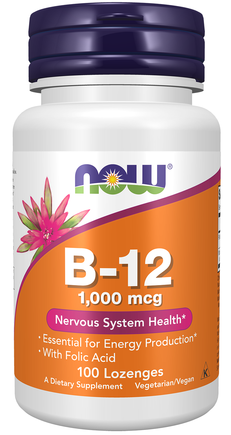 NOW Supplements, Vitamin B-12 1,000 mcg w Folic Acid, 100 Chewable Lozenges
