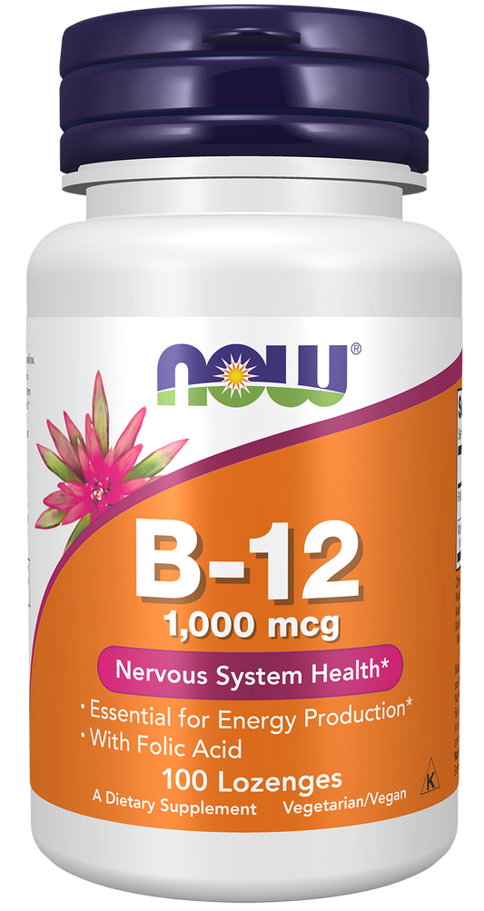 NOW Supplements, Vitamin B-12 1,000 mcg w Folic Acid, 100 Chewable Lozenges