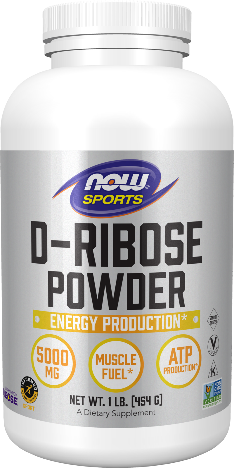 NOW Sports, D-Ribose Powder 5,000 mg, Energy Production*, 1 lb