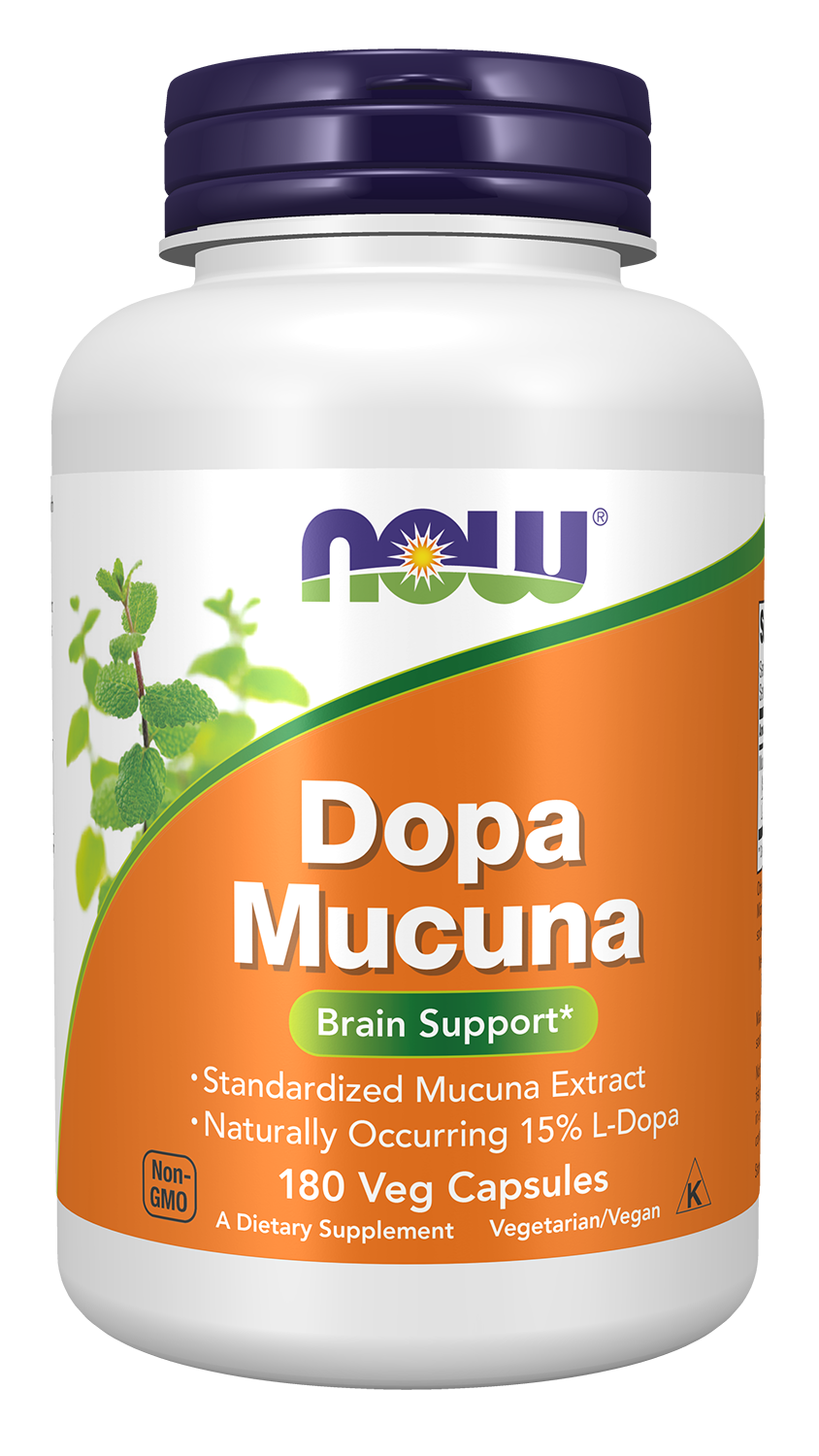 NOW Supplements, DOPA Mucuna, Standardized Mucuna Extract, 180 Veg Caps