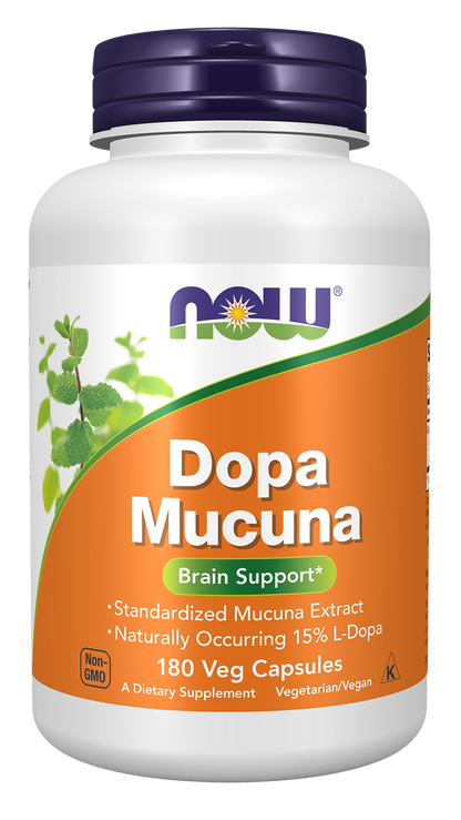 NOW Supplements, DOPA Mucuna, Standardized Mucuna Extract, 180 Veg Caps