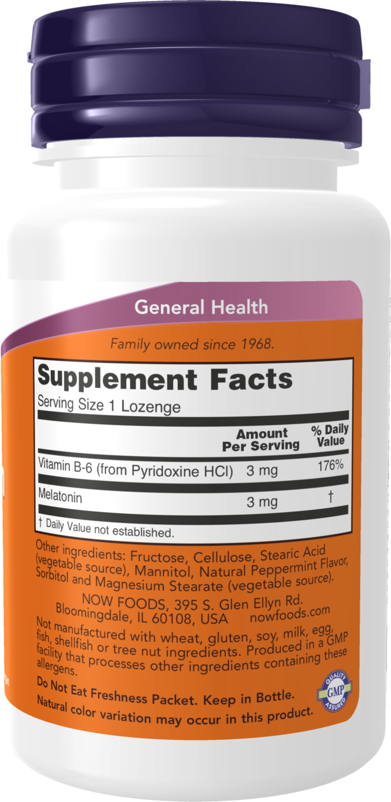 NOW Supplements, Melatonin 3mg, Healthy Sleep Cycle*, 180 Chewable Lozenges