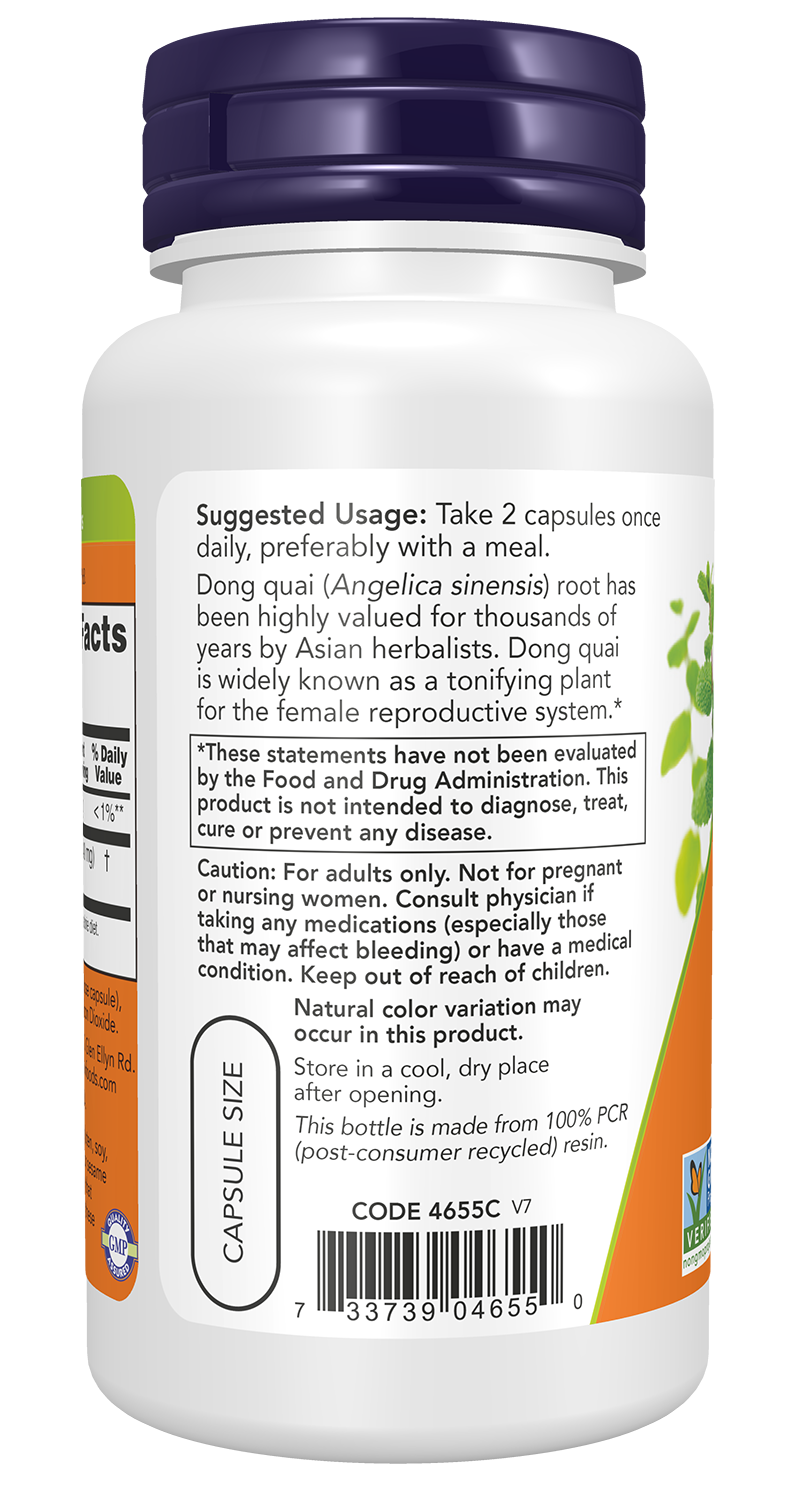NOW Supplements, Dong Quai 520 mg, Female Support*, 100 Veg Caps
