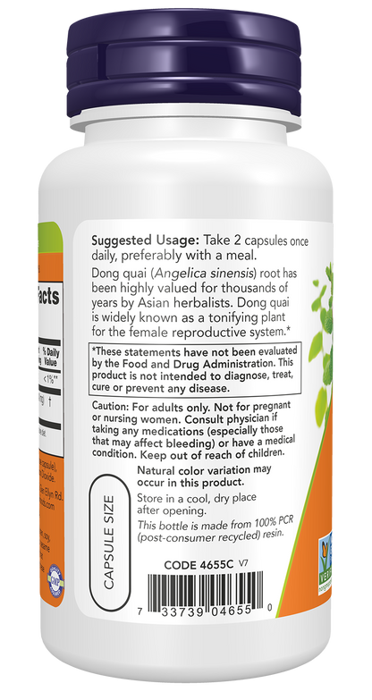 NOW Supplements, Dong Quai 520 mg, Female Support*, 100 Veg Caps