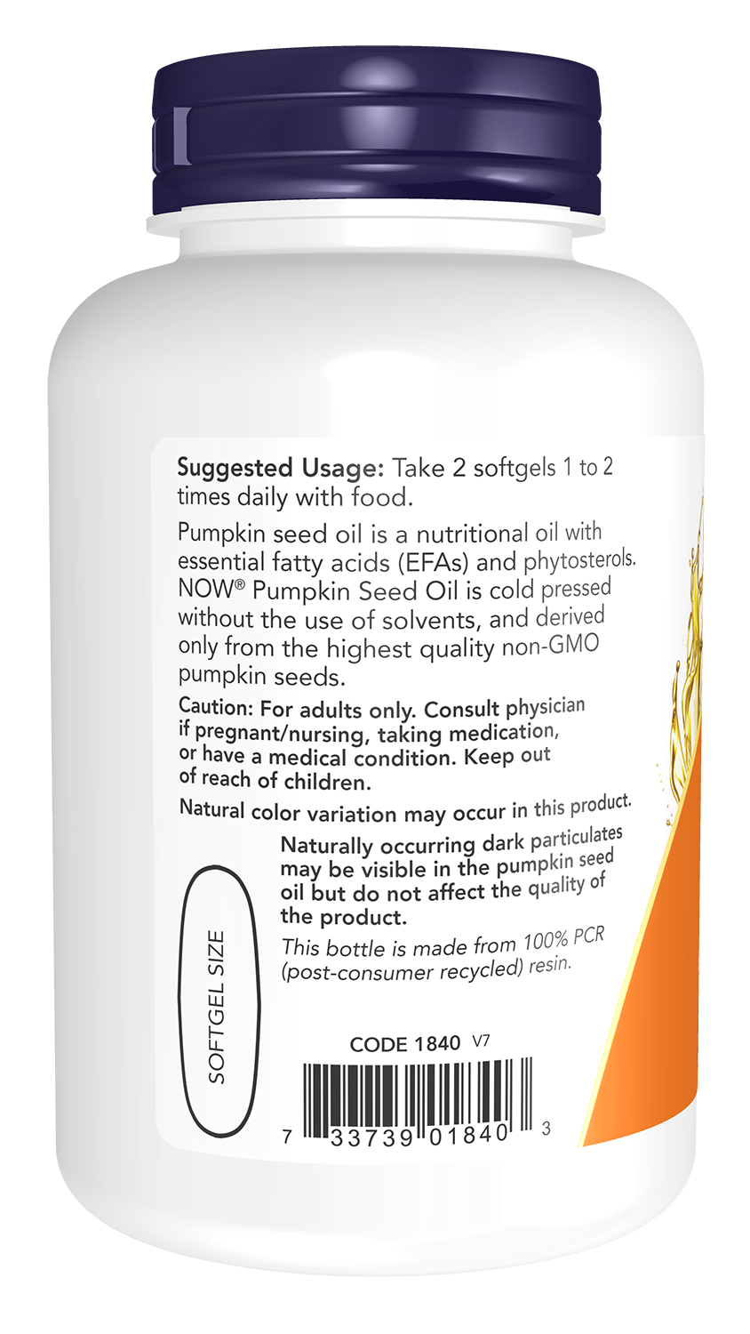 NOW Supplements, Pumpkin Seed Oil 1000 mg, Cold Pressed, 100 Softgels