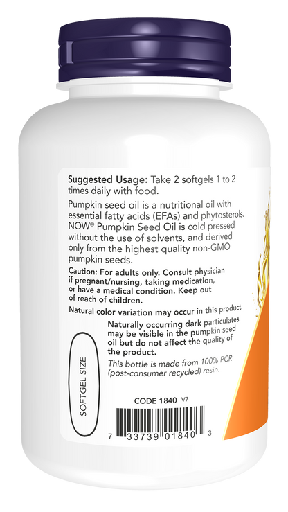 NOW Supplements, Pumpkin Seed Oil 1000 mg, Cold Pressed, 100 Softgels