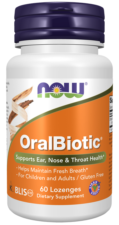 NOW Supplements, OralBiotic™, Adults, Kids, Strain Verified, 60 Lozenges