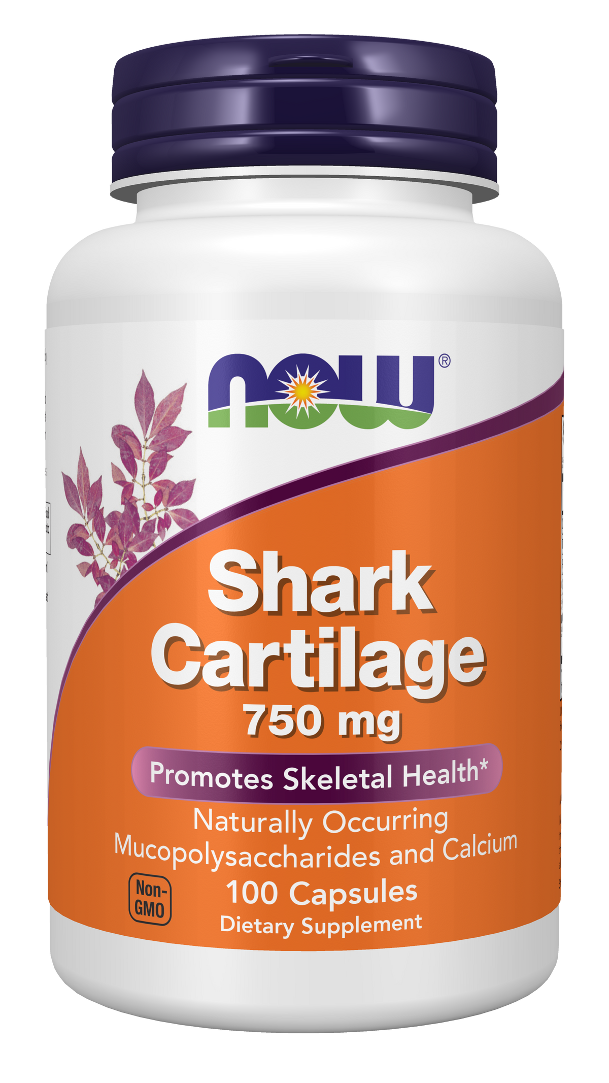 NOW Supplements, Shark Cartilage 750 mg with Naturally occurring Mucopolysaccharides and Calcium, 100 Capsules