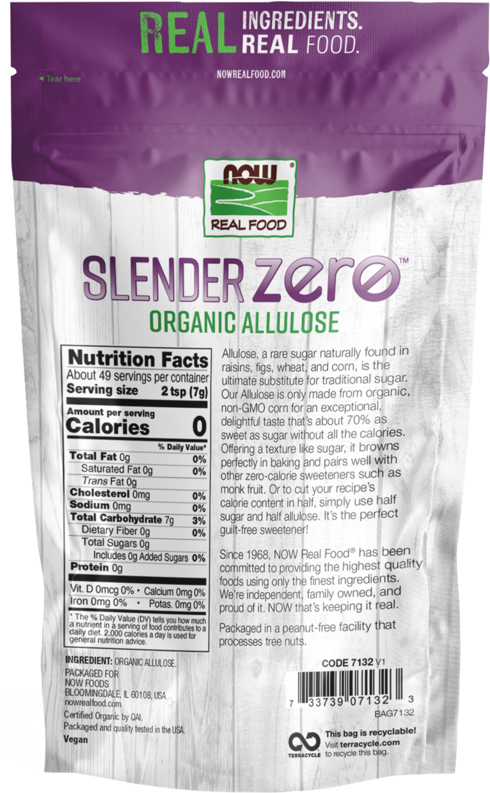 NOW Foods, Slender Zero, Organic Allulose, Zero-Calorie, 12 oz