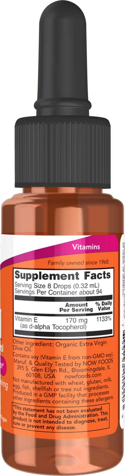 NOW Supplements, Vitamin E-Oil Liquid, Antioxidant Protection*, 1oz