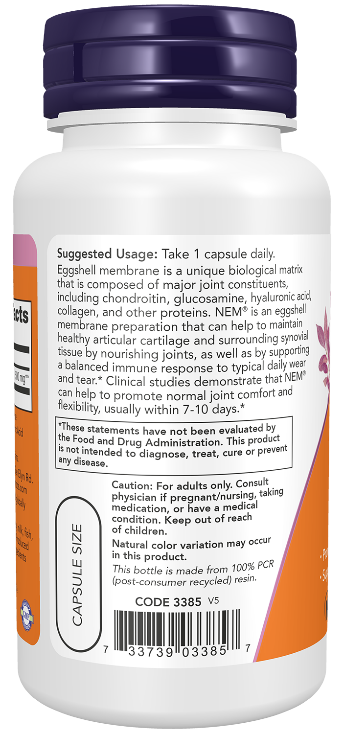 NOW Supplements, Eggshell Membrane 500 mg, 60 Veg Caps