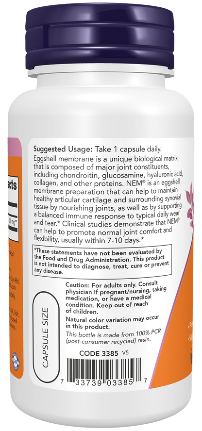 NOW Supplements, Eggshell Membrane 500 mg, 60 Veg Caps