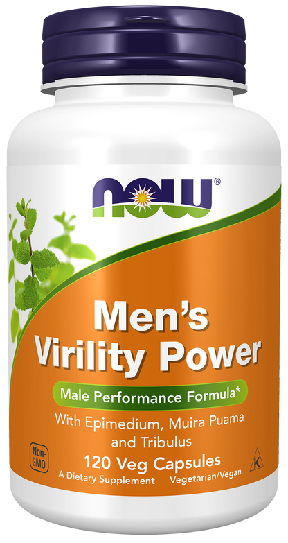 NOW Supplements, Men's Virility Power, Featuring Epimedium or "Horny Goat Weed", Muira Puama, Maca and Tribulus, 120 Veg Capsules