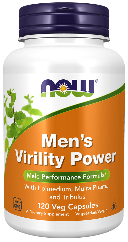 NOW Supplements, Men's Virility Power, Featuring Epimedium or "Horny Goat Weed", Muira Puama, Maca and Tribulus, 120 Veg Capsules
