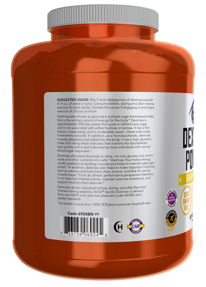 NOW Sports, Dextrose Powder, Simple Carb, Quick Energy Fuel*, 10 lbs