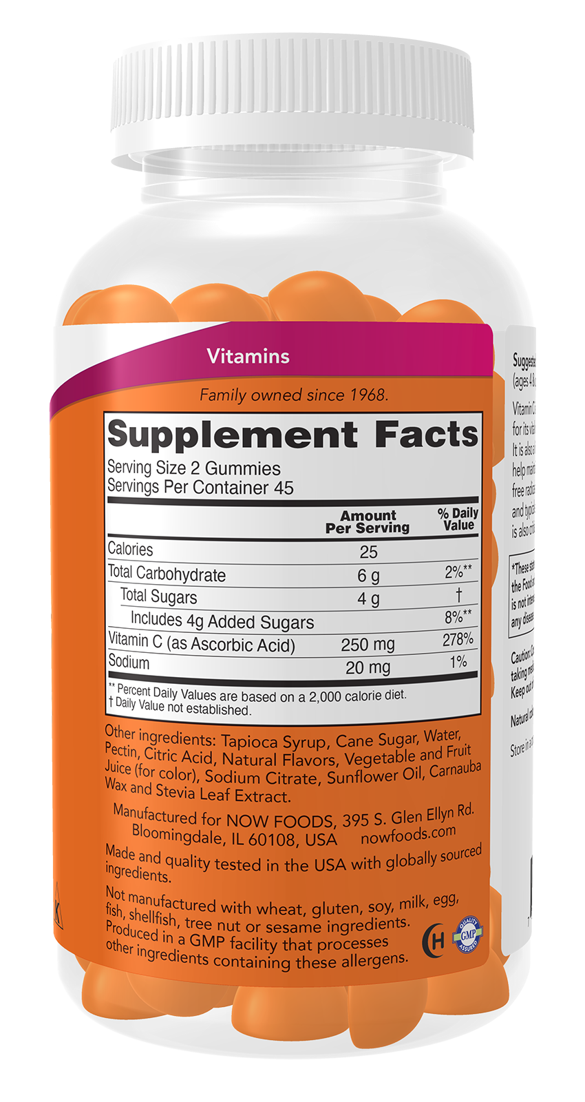 NOW Supplements, Vitamin C Gummies 250 mg, Antioxidant Support*, 90 Gummies