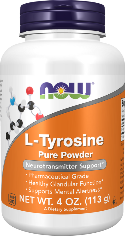NOW Supplements, L-Tyrosine Powder, Free-Form, Amino Acid, 4 oz