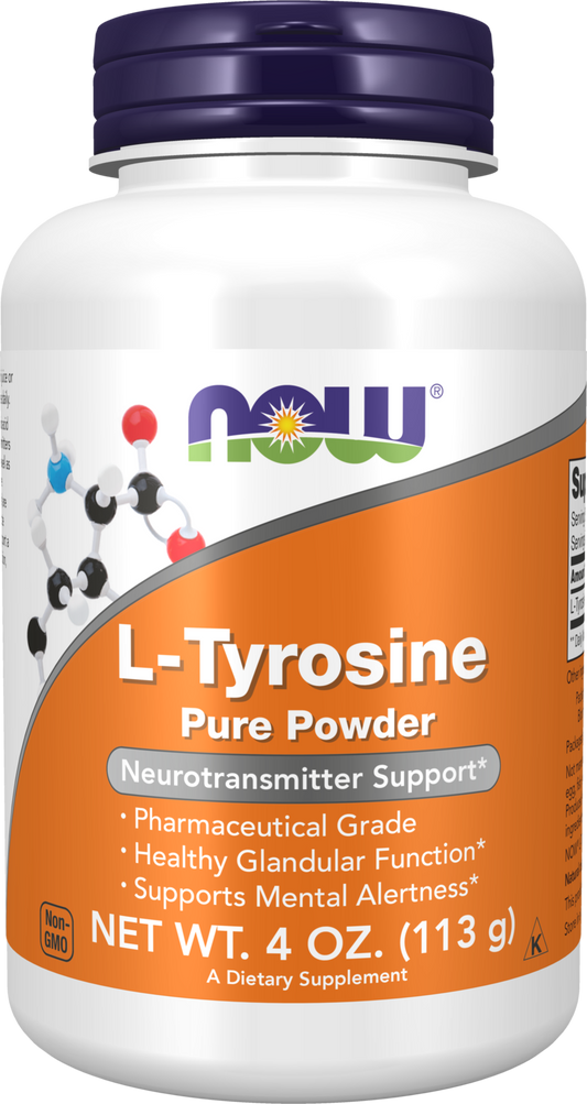 NOW Supplements, L-Tyrosine Powder, Free-Form, Amino Acid, 4 oz