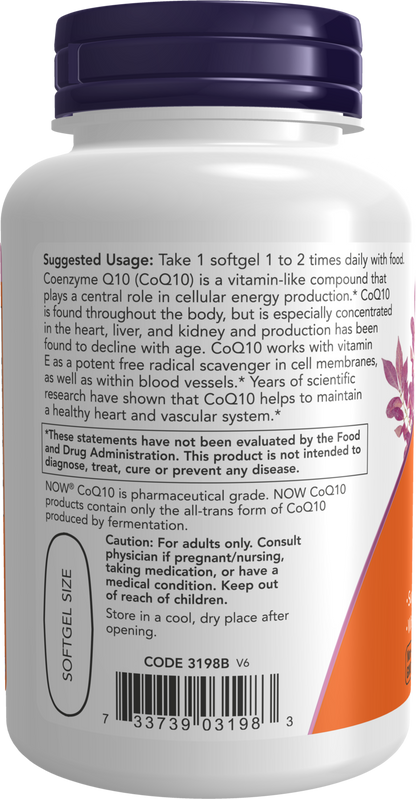 NOW Supplements, CoQ10 400 mg, Pharmaceutical Grade, 60 Softgels