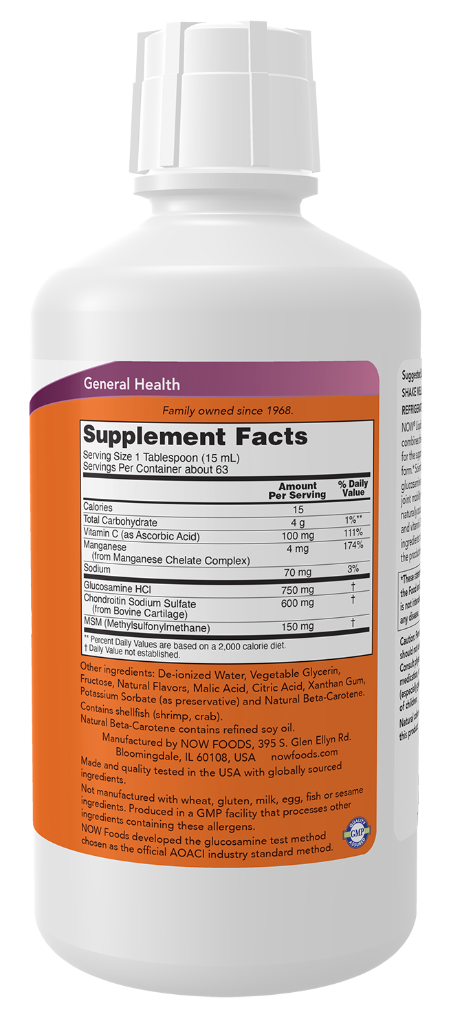 NOW Supplements, Glucosamine & Chondroitin with MSM, Liquid, 32 fl. oz