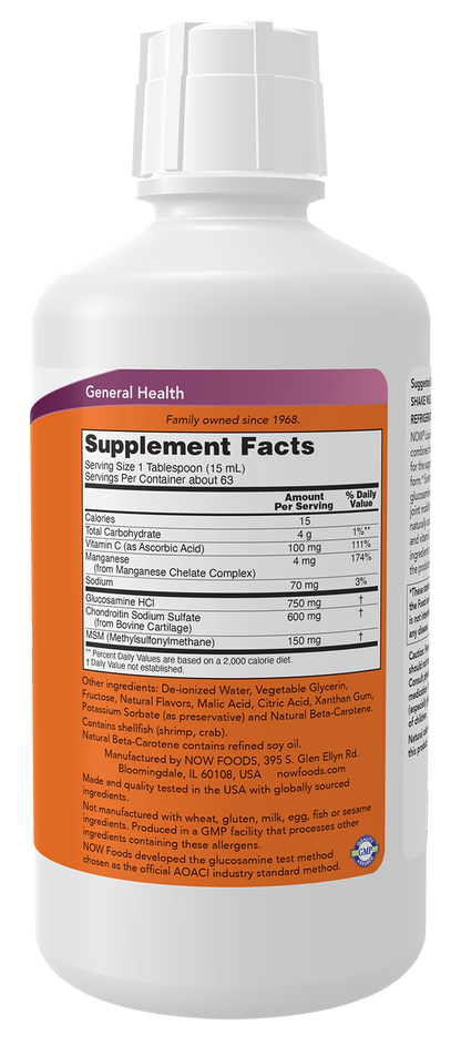 NOW Supplements, Glucosamine & Chondroitin with MSM, Liquid, 32 fl. oz