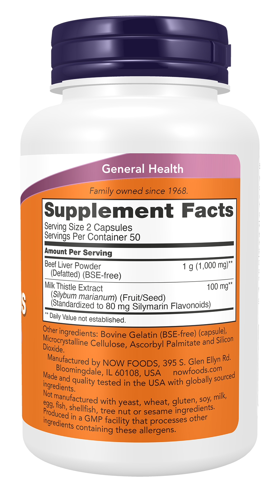 NOW Supplements, Liver Caps with Milk Thistle and Eleuthero, Supports Liver Health*, 100 Capsules
