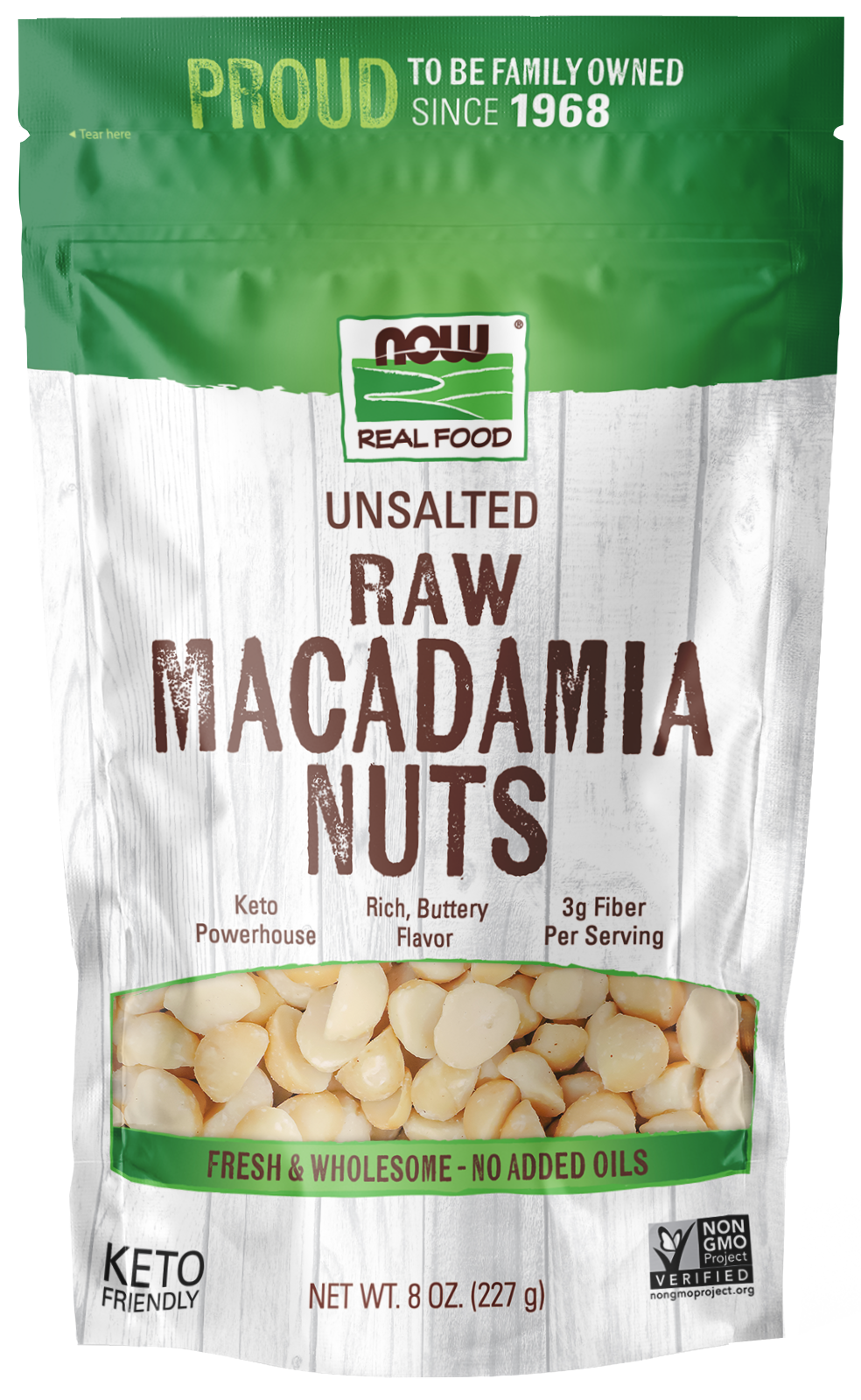 NOW Foods, Raw Macadamia Nuts, Unsalted, Good Source of Fiber, 8 oz