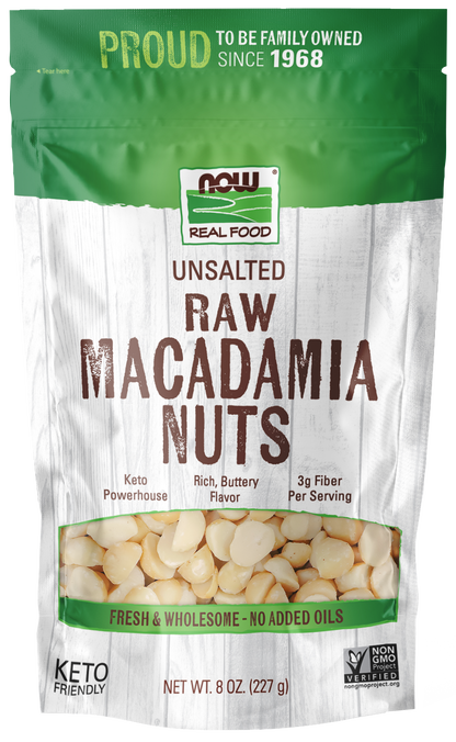 NOW Foods, Raw Macadamia Nuts, Unsalted, Good Source of Fiber, 8 oz