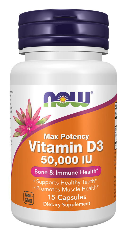 Now Foods, Vitamin D3, Max Potency, 50,000 Iu, 15 Capsules