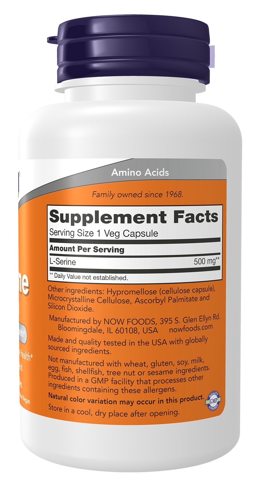 Now Foods, L-Serine, 500 Mg , 120 Veg Capsules