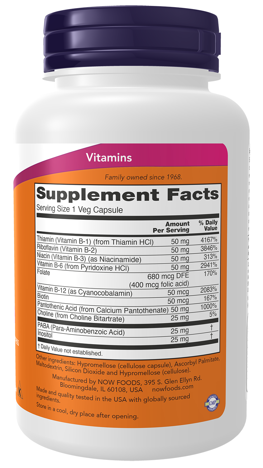 NOW Supplements, Vitamin B-50 mg, Nervous System Health*, 100 Veg Caps