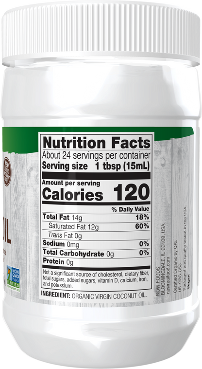NOW Foods, Certified Organic Virgin Coconut Oil, Unrefined, 12 fl. oz
